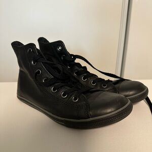 Black Converse leather High-Top Sneakers